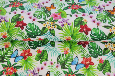 Cupoane de material - Cupon  Muselina Fluturi  - dimensiune 0.50 x 1.40 m