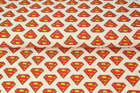 Cupoane de material - Cupon  Poplin cu licenta Superman - dimensiune 0,5 x 1.50 m