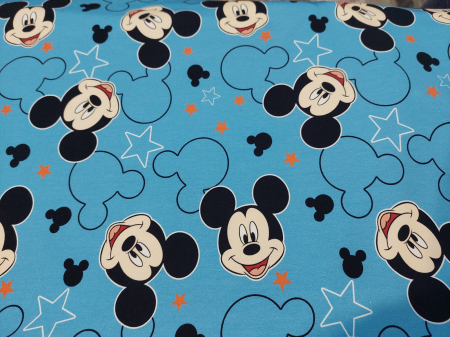 French Terry cu modele Disney - French Terry cu Miki pe albastru
