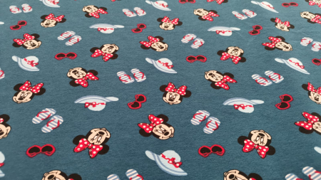 French Terry cu modele Disney - French Terry cu Minnie pe Albastru