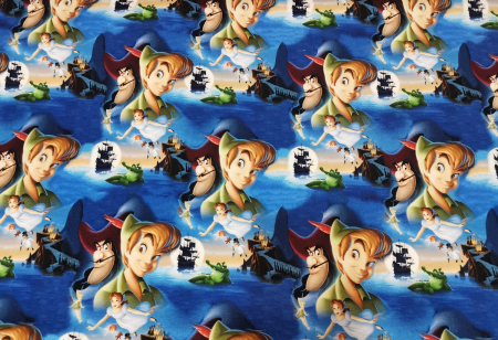 French Terry cu modele Disney - Cupon French Terry cu Peter Pan - dimensiune 50x90 cm