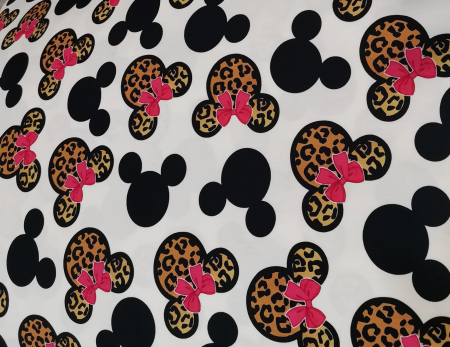 Jersey Elastic - Jersey Elastic cu Fundite Minnie negre