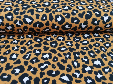 Jersey Elastic - Jersey Elastic cu model Animal Print pe cafeniu