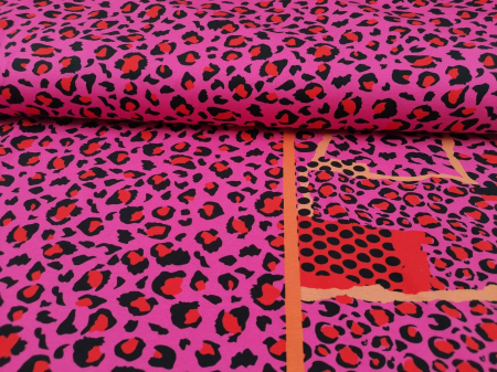 Jersey Elastic - Jersey Elastic cu model Animal Print pe roz