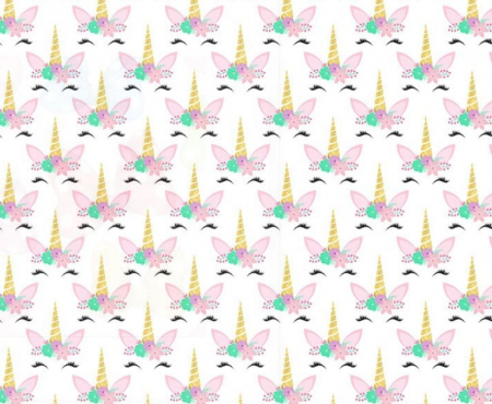 Jersey Elastic - Jersey Elastic cu Unicorni pe fundal alb