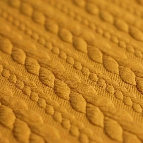 Jersey tricotat cable knit - Jersey Tricotat Jacquard Cable Knit Mustar