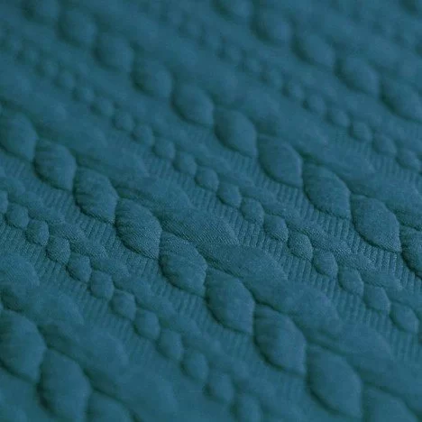 Jersey tricotat cable knit - Jersey Tricotat Jacquard Cable Knit Petrol