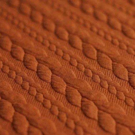 Jersey tricotat cable knit - Jersey Tricotat Jacquard Cable Knit Cognac