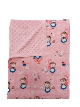 Paturici Bebe - Paturică bebe cu Scufița roșie și minky roz pal