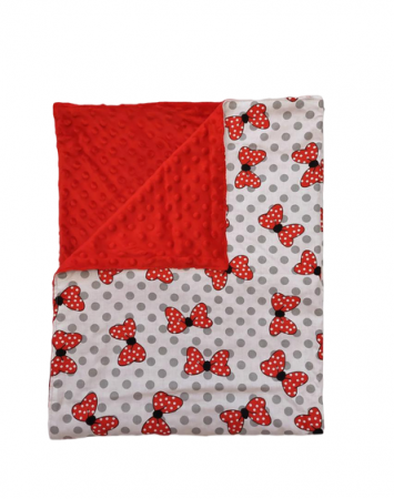 Paturici Bebe - Paturică bebe cu Fundițe minnie și minky roșu