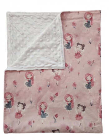 Paturici Bebe - Paturică bebe cu model balerine si minky alb