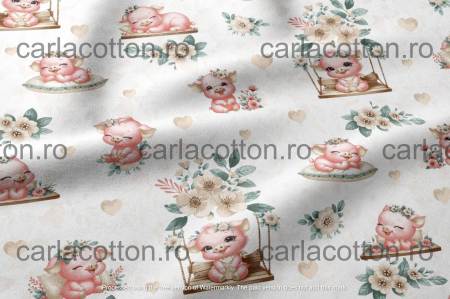 Textile la Rola - Rola 25m - Bumbac cu Purcelusi