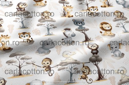Textile la Rola - Rola 25m - Bumbac cu Animale in jungla