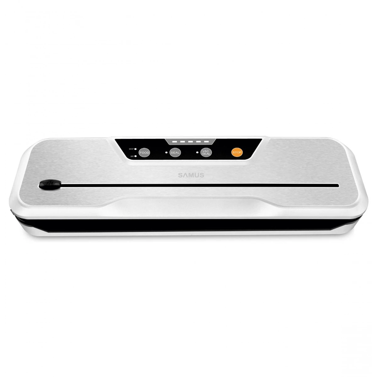 Aparat de vidat si sigilat Samus Vacuumall,110 W,Capacitate pompa ~ 80 kpa (9 litri/min),Timp sigilare: 10-12 sec,Timp vidare: 10-20 sec,Rezervor captare lichid 15 ml,Latime de lucru 300 mm,Alb [1]