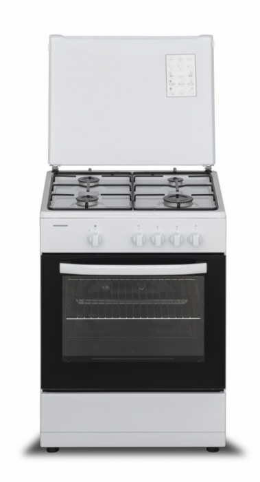 Aragaz Heinner HFSC-SME60WH, Gaz, 4 arzatoare, Dispozitiv siguranta plita si cuptor, 60 cm, Alb [2]