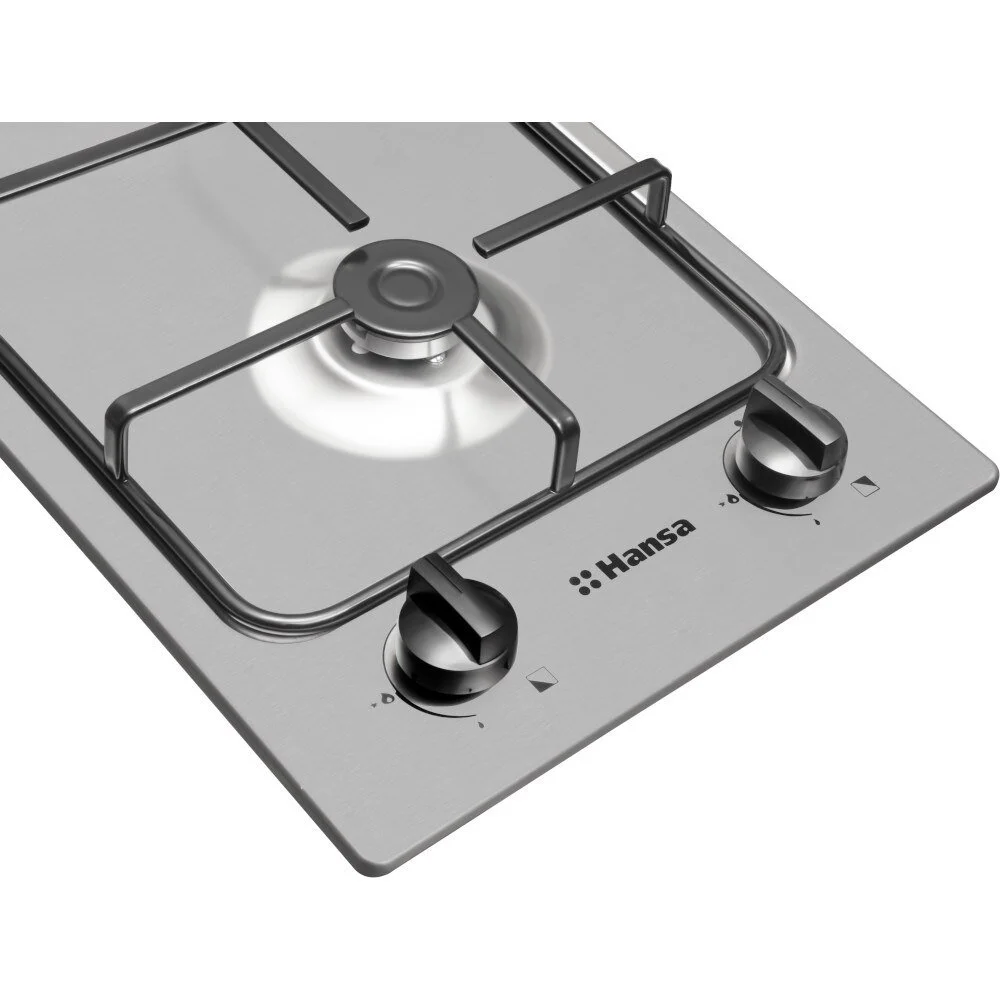 Plita incorporabila Hansa BHGI310102, Gaz, 2 zone gatire, Optigas, Aprindere electrica, Siguranta gaz, 29 cm, Argintiu [2]