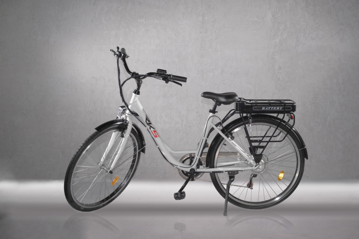 Bicicleta electrica RKS ZF6, 250W, Autonomie 35 km, Viteza maxima 25 km/h, Alb [2]