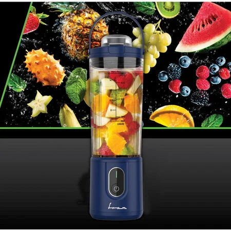 Blender portabil Fram FBP-P74BL, autonomie 10-15 min, 400 ml, Oprire automata, led, Albastru [2]