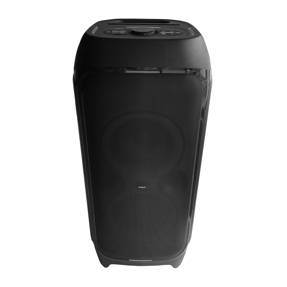 BOXĂ PORTABILĂ ACTIVĂ SAMUS PRIME SOUND 590, 450 W, BLUETOOTH, USB, AUX IN, RADIO FM, FUNCȚIE EXTRA BASS, AFIȘAJ ELECTRONIC LED, NEGRU, MICROFON, TELECOMANDĂ [2]