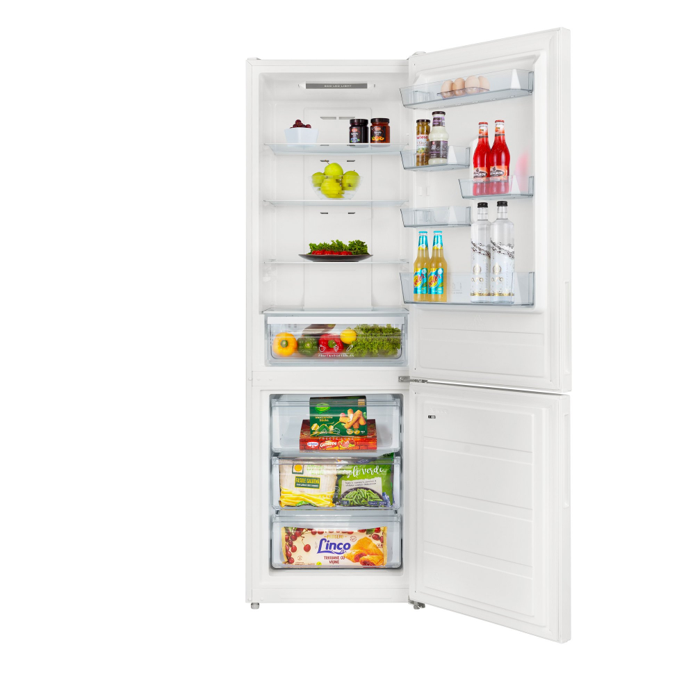 Combina frigorifica Total No Frost Daewoo DNF-310MEW-1, volum net 310L (224/86), clasa E, control electronic, iluminare LED, nivel zgomot redus 41 dB, inghetare rapida, Alb [2]