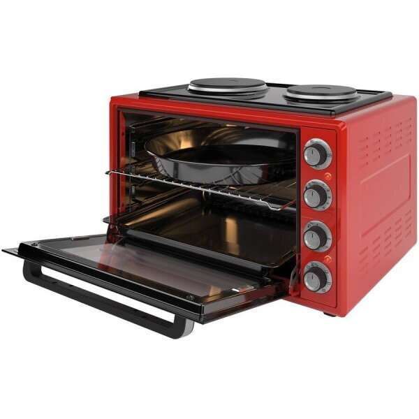 Cuptor electric NobeLTek NLT FSOHP60R, 60L, 2000W, plite electrice 1500w + 1000w, grill, timer, termostat, sticla dubla, ventilator, iluminare, rosu [3]