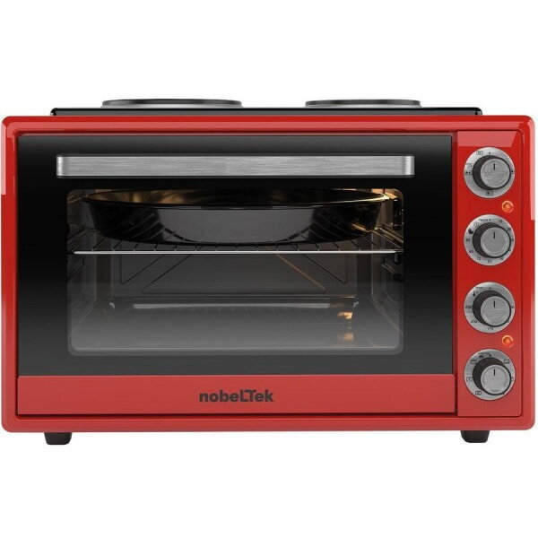 Cuptor electric NobeLTek NLT FSOHP60R, 60L, 2000W, plite electrice 1500w + 1000w, grill, timer, termostat, sticla dubla, ventilator, iluminare, rosu [1]