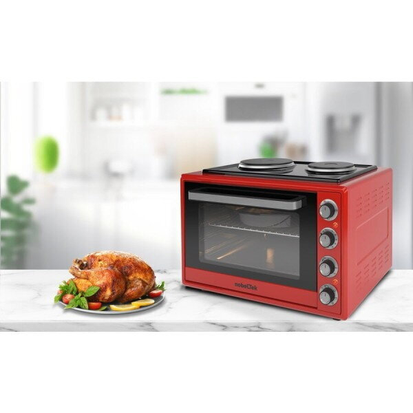 Cuptor electric NobeLTek NLT FSOHP60R, 60L, 2000W, plite electrice 1500w + 1000w, grill, timer, termostat, sticla dubla, ventilator, iluminare, rosu [2]