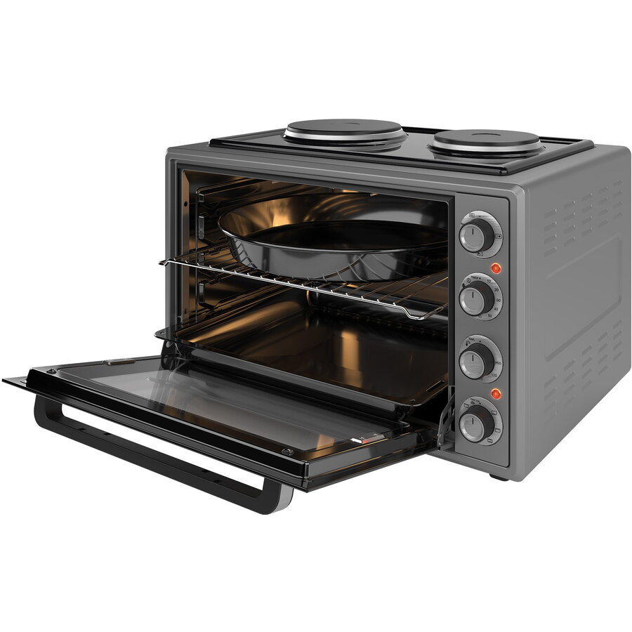 Cuptor electric NobeLTek NLT FSOHP60X, 60L, 2000W, plite electrice 1500w + 1000w, grill, timer, termostat, sticla dubla, ventilator, iluminare, gri [3]