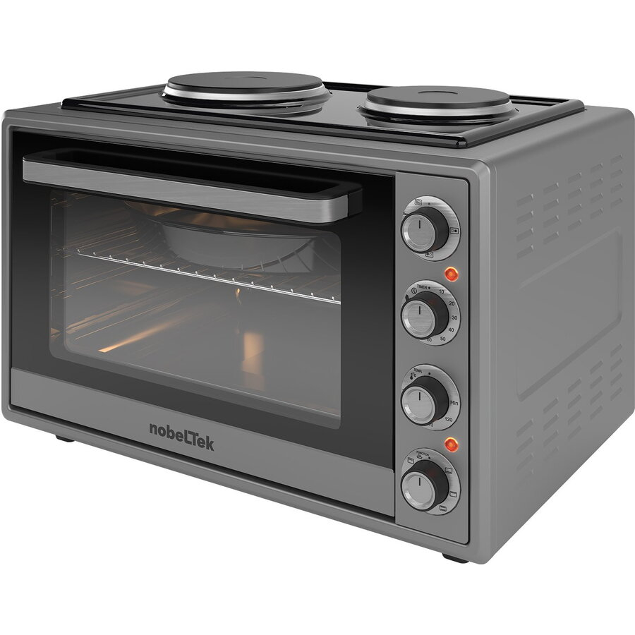 Cuptor electric NobeLTek NLT FSOHP60X, 60L, 2000W, plite electrice 1500w + 1000w, grill, timer, termostat, sticla dubla, ventilator, iluminare, gri [2]