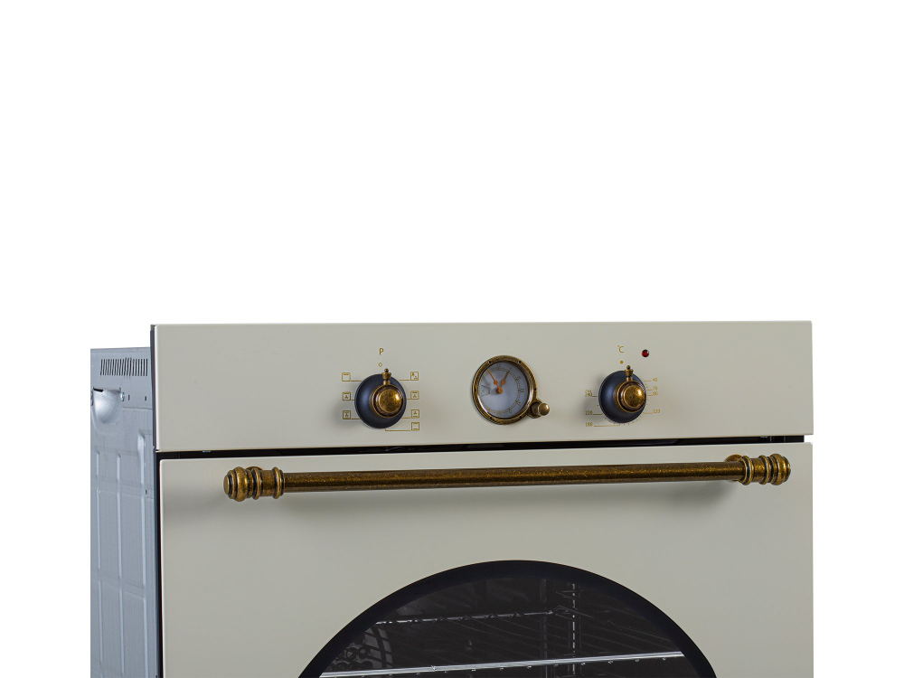 Cuptor incorporabil electric NobelTek NBIO-9749RBJ, 8 functii, 2 butoane, timer mecanic, 60L, sticla dubla, design rustic, Clasa A, Crem [3]