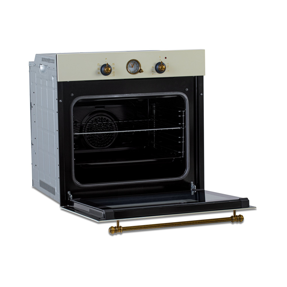 Cuptor incorporabil electric NobelTek NBIO-9749RBJ, 8 functii, 2 butoane, timer mecanic, 60L, sticla dubla, design rustic, Clasa A, Crem [4]