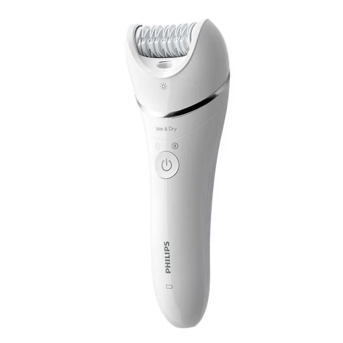 Epilator umed și uscat Philips BRE710/00, 5 accesorii, 32 pensete, utilizare fara fir, 2 setari viteza, opti-light, discuri ceramice, Argintiu [3]