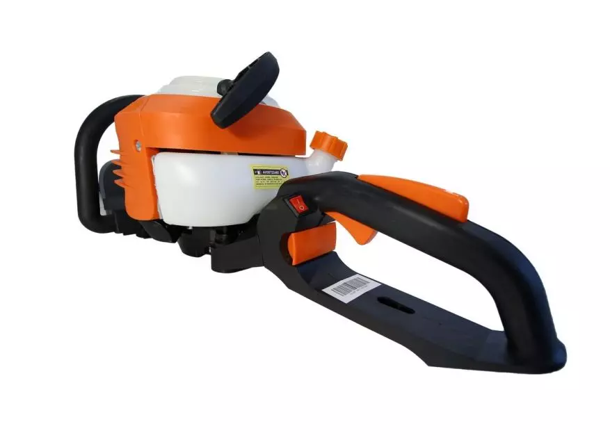 Foarfeca pe benzina pentru tuns gard viu O-Mac HT340, putere 1 CP, 25.4 CC, 2 timpi, 80 cm lungime lama, pompa amorsare, demaror manual, 0.45 l benzina,Alb-Portocaliu [3]