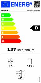 FRIGIDER CU DOUA USI HEINNER HF-HM2206INVXD, 206 L, CLASA D, LUMINA LED, 3 RAFTURI DIN STICLA, INOX [3]