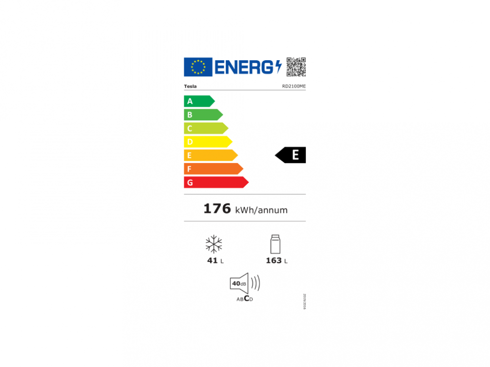 Frigider cu doua usi Tesla RD2100ME, E, 207L, H143Usi reversibile, iluminare LED, Alb [3]