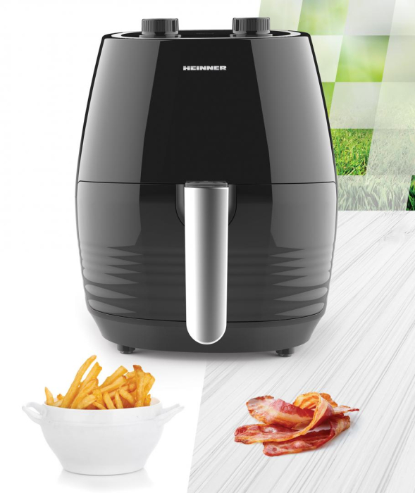 Friteuza Heinner Airfryer HAF-1250BK, cu aer cald ,gatire fara ulei, 1250 W, capacitate vas 3.6l, capacitate cos 2.5L , termostat reglabil 0-200ËšC, timer 30 min, Negru [4]
