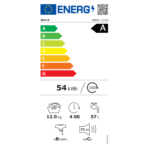 Masina de spalat rufe Samus WSADI-12143, 12 kg, Motor inverter, 15 programe,  1400 rot/min,Clasa energetica A [3]