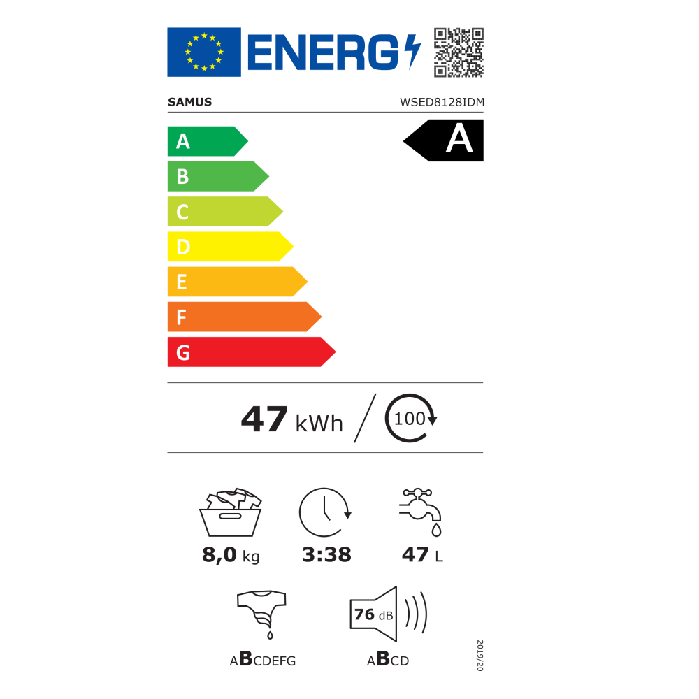 MAȘINĂ DE SPĂLAT RUFE SAMUS WSED8128IDM, 8 KG, 1200 RPM, CLASĂ A, INVERTER DIRECT MOTOR, 16 PROGRAME, REÎNCĂRCARE CU RUFE ÎN TIMPUL SPĂLĂRII [4]