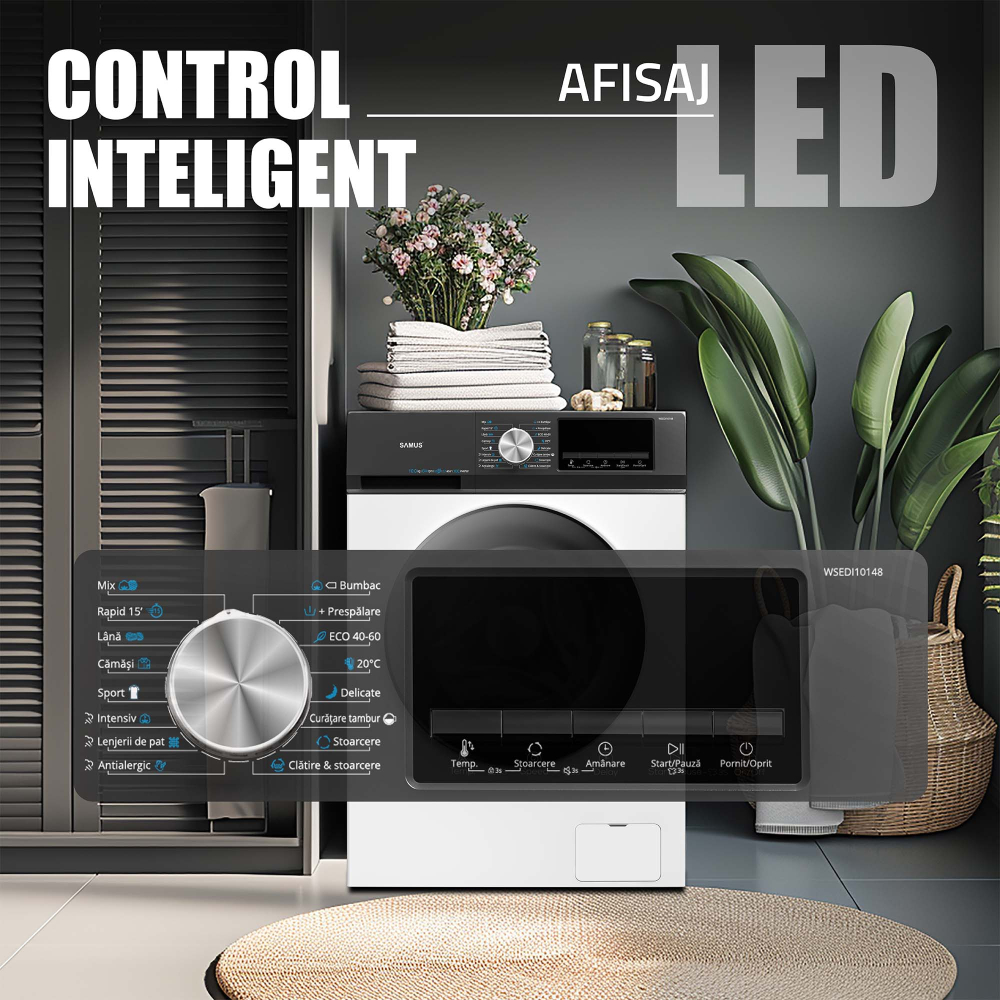 MASINA DE SPALAT RUFE SAMUS WSEDI10148, 10 KG, MOTOR INVERTER, 16 PROGRAME, 1400 ROTATII, ALB [5]