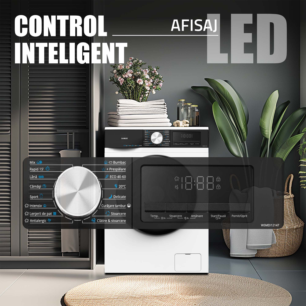 MASINA DE SPALAT RUFE SAMUS WSMDI12147, 12 KG, 16 PROGRAME, ALB, 595X650X850MM [2]