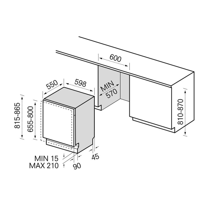 Masina de spalat vase complet incorporabila Master Kitchen MKDW FI607314-EHPD, 14 seturi, 7 programe, 60 cm, Clasa D,alb [2]