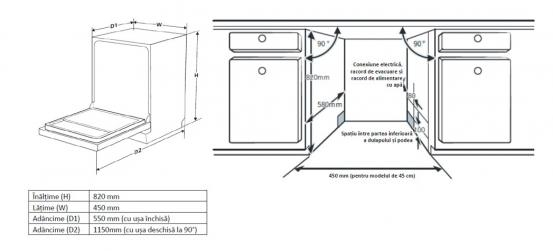 MASINA DE SPALAT VASE INCORPORABILA HEINNER HDW-BIM45710AD+++, 10 SETURI, 7 PROGRAME, DISPLAY LED, AUTO-DOOR OPENING, AQUASTOP, CLASA D, 45 CM [3]