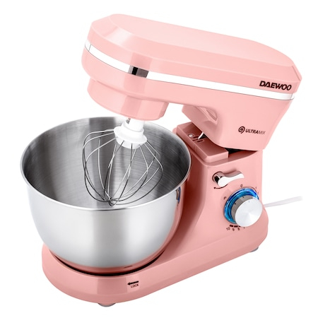 Mixer cu bol Daewoo DHM150P, 1600 W, 10 viteze, capacitate bol 4.5 l, tel, carlig framantare, palete amestecare, roz [2]
