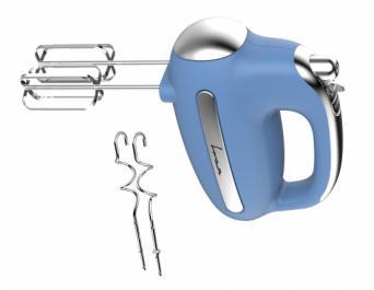MIXER DE MÂNĂ FRAM FHM-3005BL, 300W, 5 VITEZE + TURBO, TELURI ȘI CÂRLIGE DIN INOX, INSERȚII CROMATE, ALBASTRU [2]