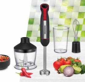MIXER VERTICAL HEINNER HHB-DC1200BKRD, 1200W, MOTOR DC, VITEZA VARIABILĂ + TURBO, PICIOR BLENDER INOX, LAME INOX, ACCESORII: TEL, TOCATOR (500ML), CANĂ MIXAT (600ML), NEGRU/ROȘU [2]