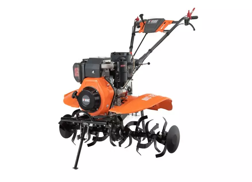 Motocultor diesel O-Mac MC 120E-D, putere 12 CP, 8.9 KW, 418 CC, motor 4 timpi, 2+1 viteze, 65 - 120 cm latime lucru, 10 - 36 cm adancime lucru, contine: freze + roti cauciuc [2]