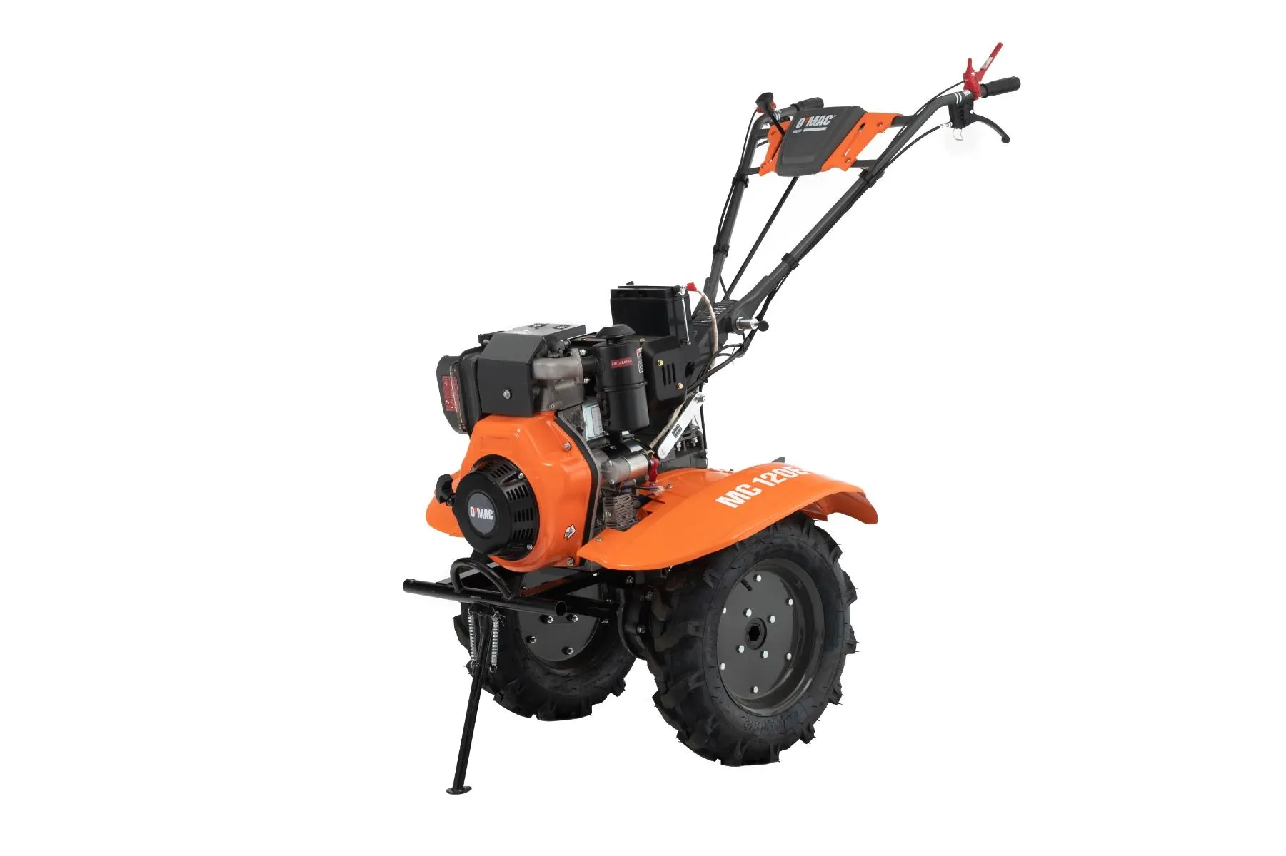 Motocultor pe benzina O-Mac MC 120E-D ,12CP,benzina, cu Roti + Plug reglabil + Roti Metalice,negru-portocaliu [4]