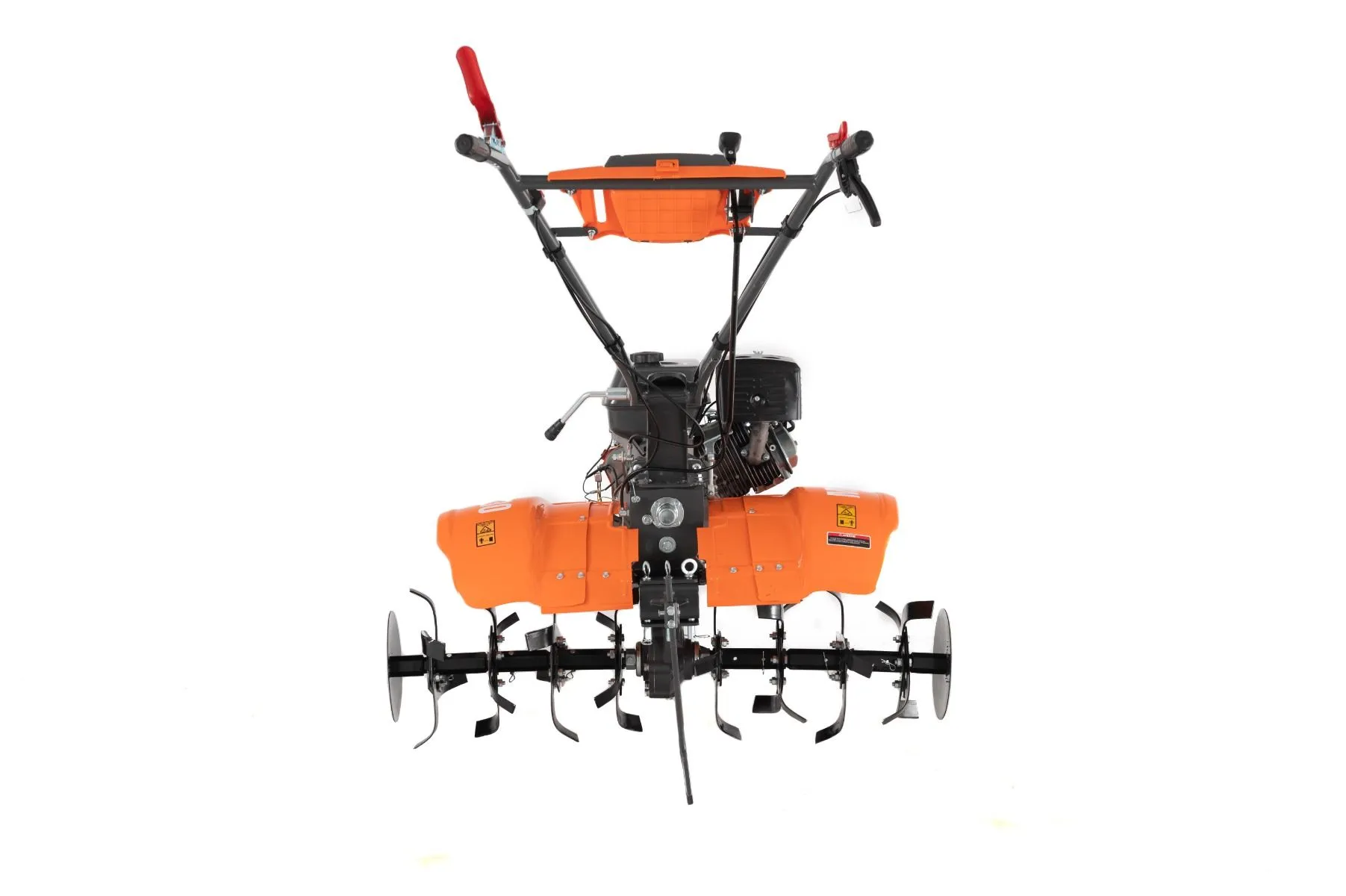 Motocultor pe benzina O-Mac MC 130, 13 CP, 3 viteze,cu Roti + Plug reglabil + Roti Metalice,negru-portocaliu [3]