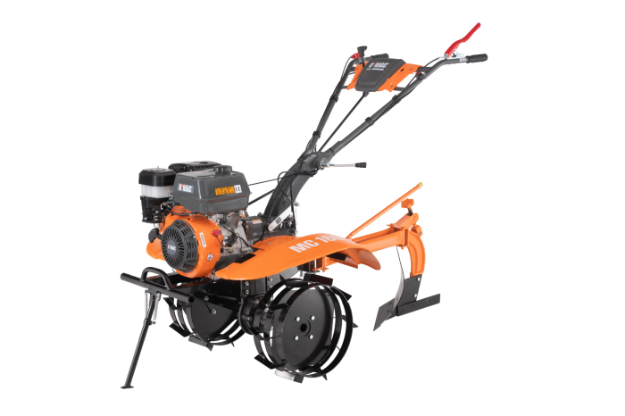 Motocultor pe benzina O-Mac MC 160,  16 CP, 3 viteze,cu Roti + Plug reglabil + Roti Metalice,negru-portocaliu [2]