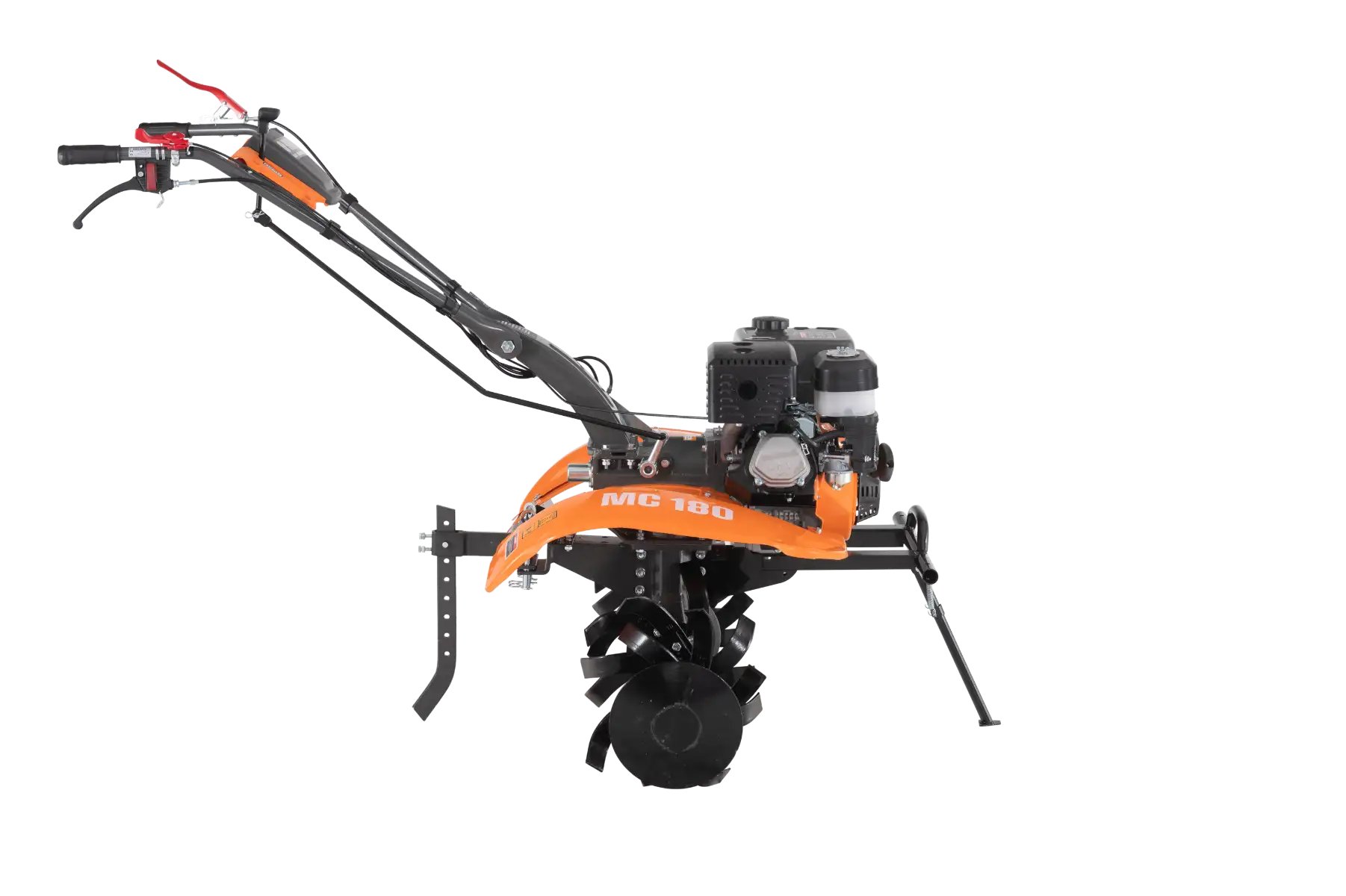 Motocultor pe benzina O-Mac MC 180, 18 CP, 3 viteze + cu Roti + Plug reglabil + Roti Metalice,negru-portocaliu [3]